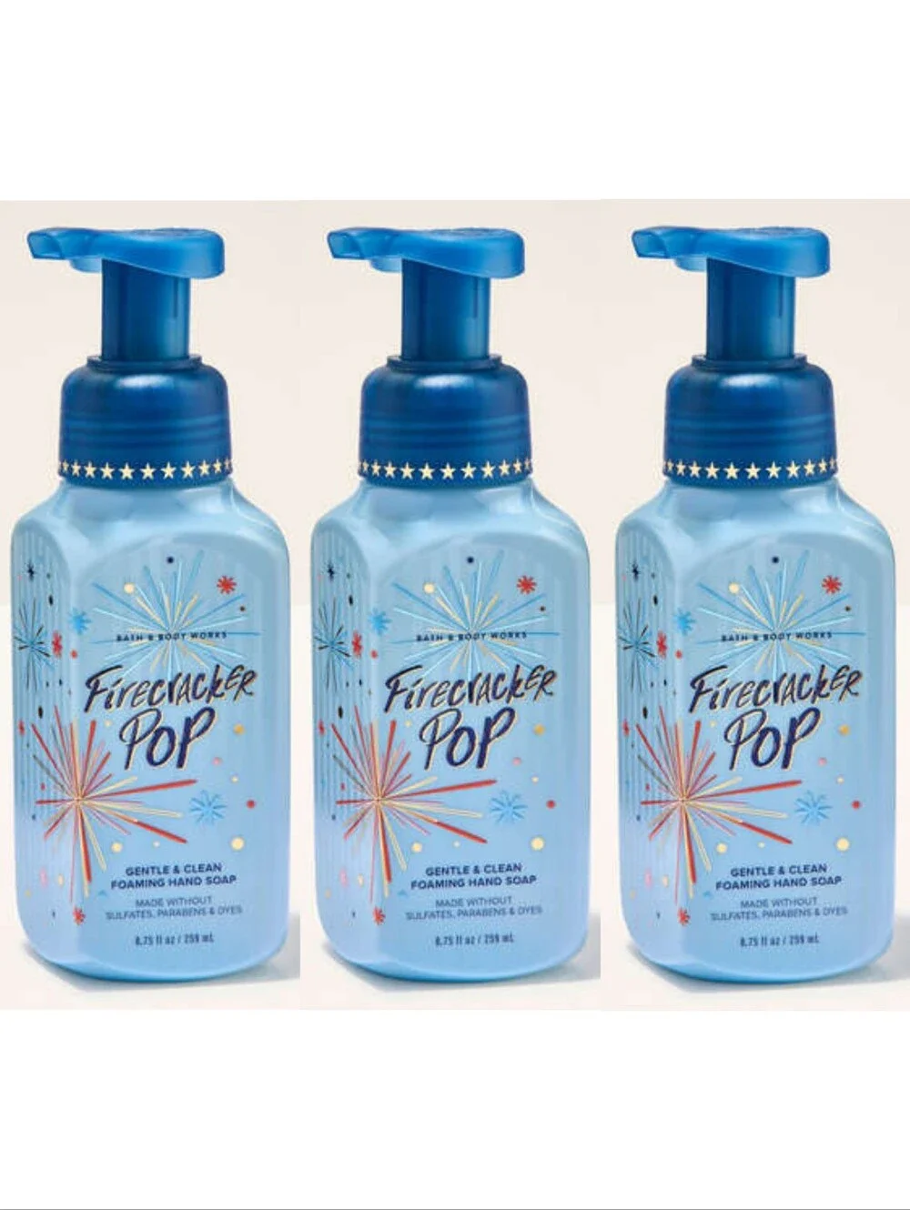 Bath & Body Works Firecracker Pop Gentle Foaming Hand Soap Set of 3 New RARE